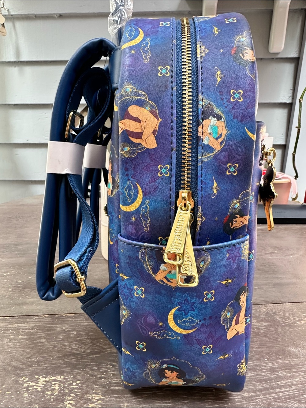 Loungefly Disney Princess Jasmine Patterned Mini Backpack - Blue & Gold - Picture 3 of 5